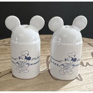 Gourmet Mickey Mouse Gourmet Chef Ears White & Blue Salt and Pepper Shakers